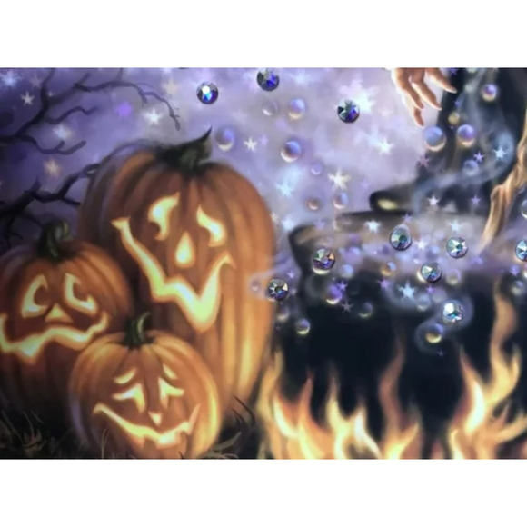 NEW WITCH BEADAZZLED All Hallow's Eve Print Framed Halloween Wall Decor - Picture 11 of 12